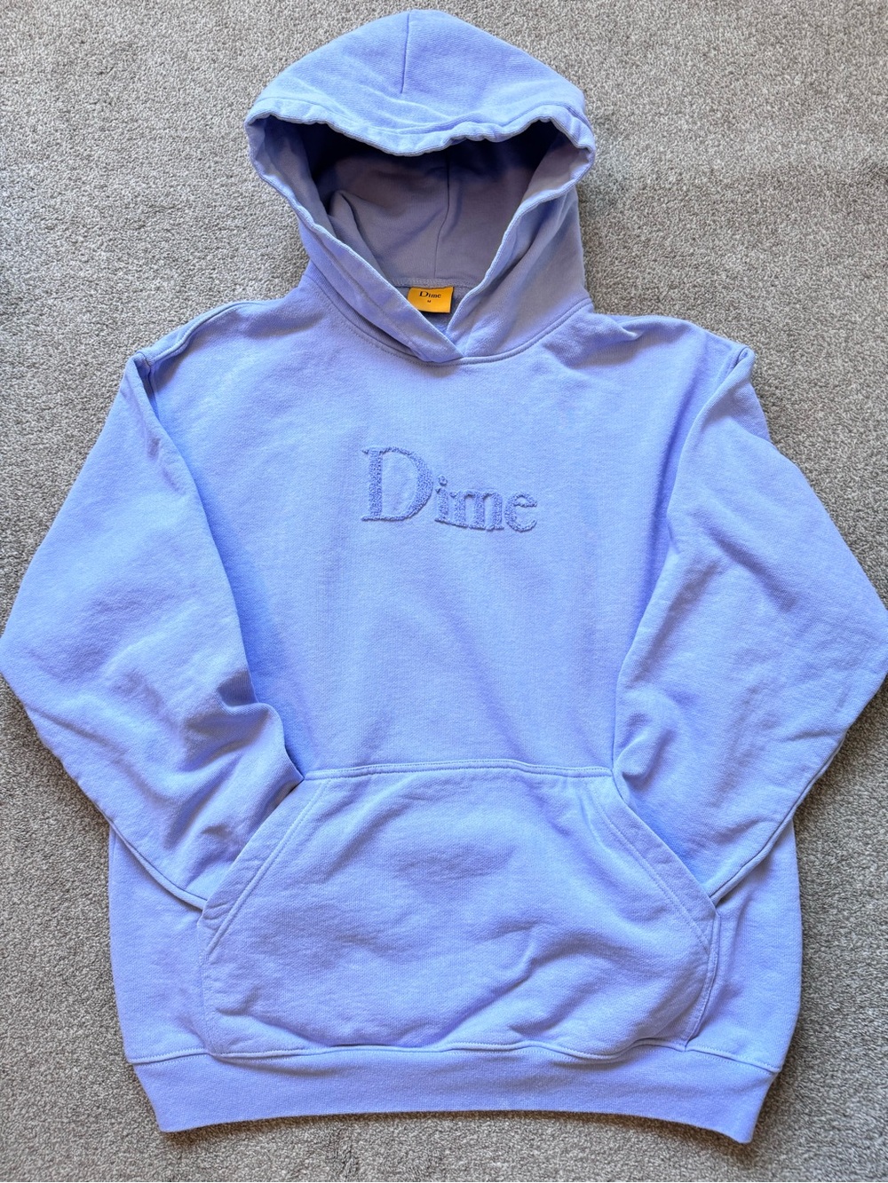 Dime Classic Chenille Logo Hoodie Size Medium Oversized Light Indigo Unisex
